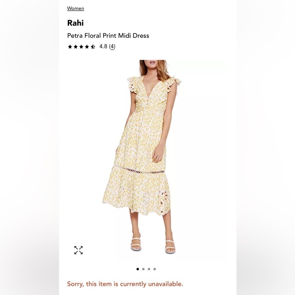 Rahi Yellow Floral Print Midi Dress size S